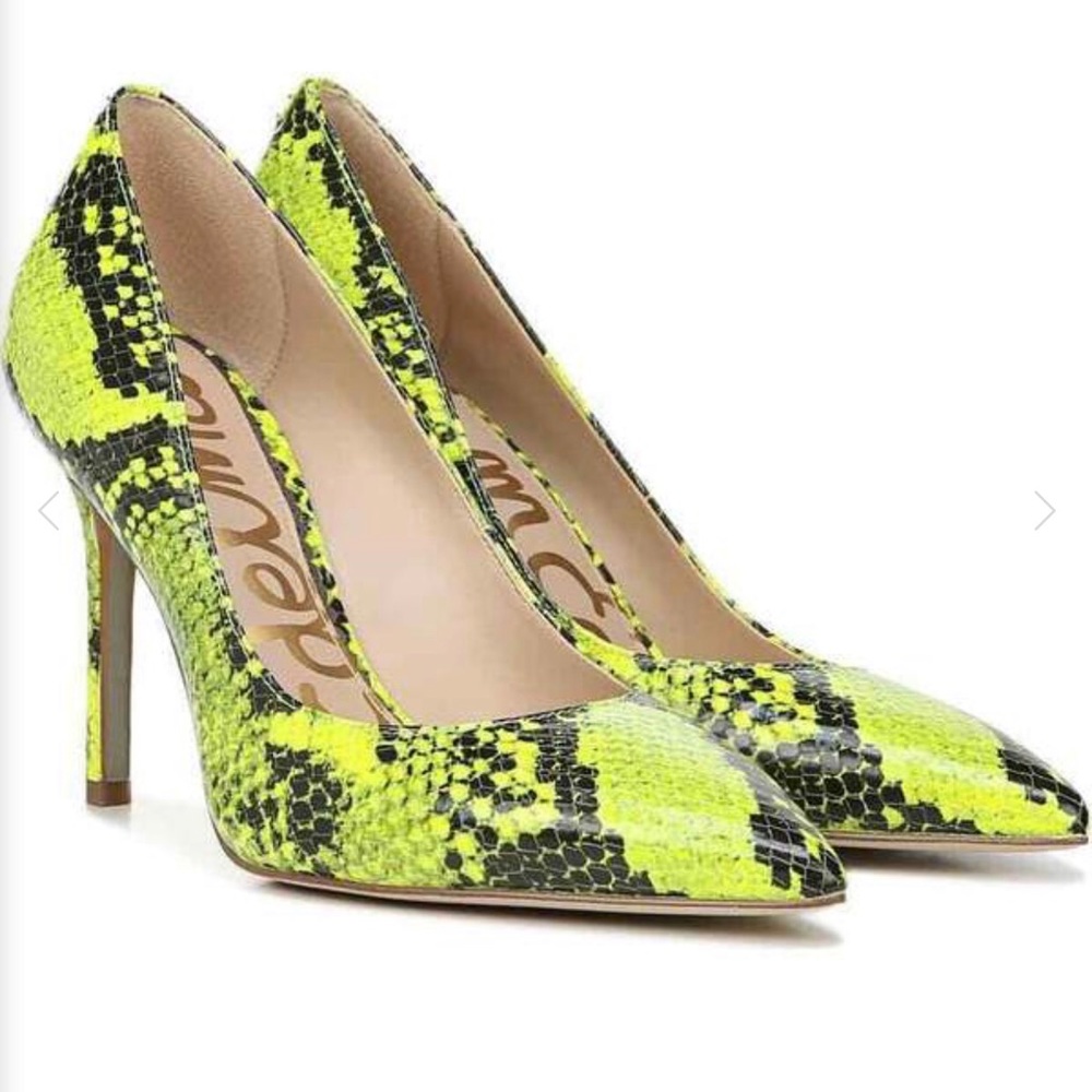 Sam Edelman Neon Yellow Snakeskin Pumps